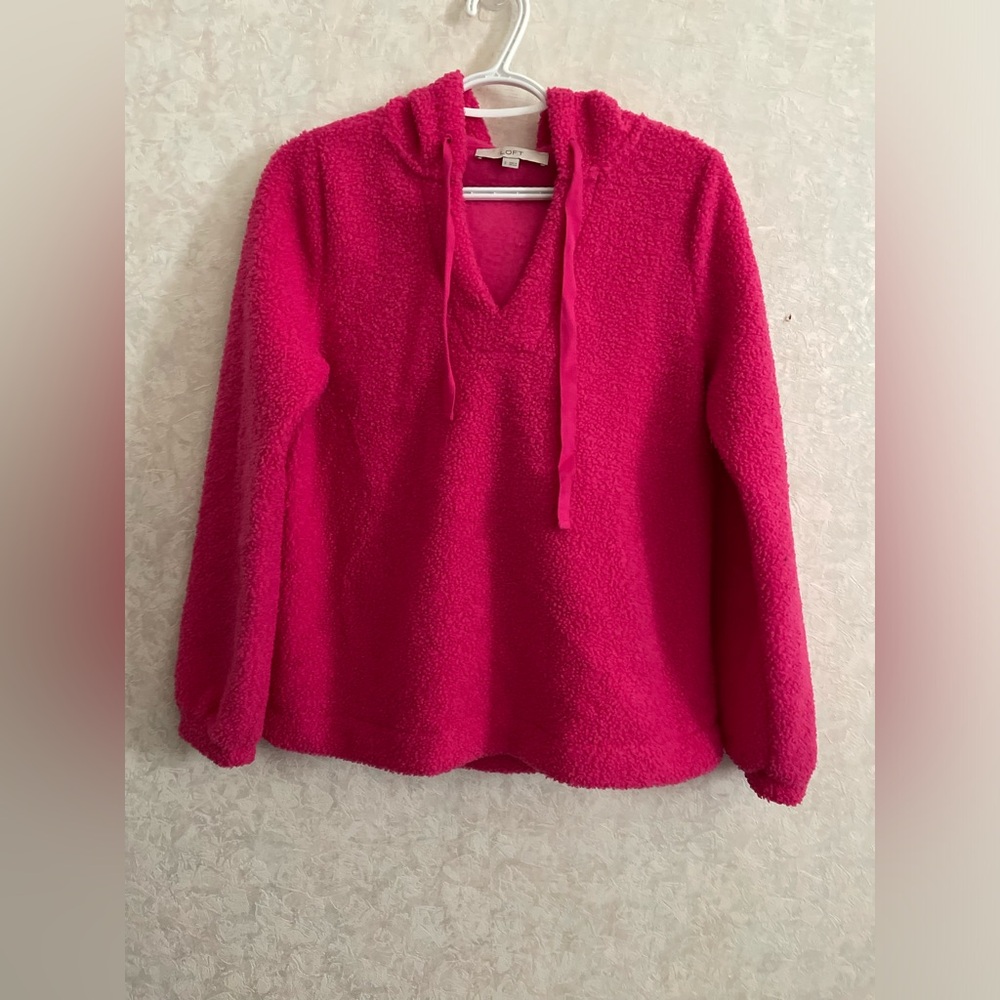 Loft women's small pink long sleeve hooded sweater